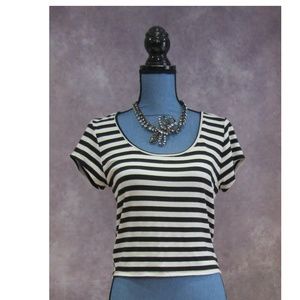 NEW About A Girl Black & Ivory Striped Tee XL